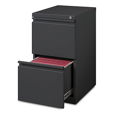 Hirsh Industries Full-Width Pull 20 Deep Mobile Pedestal File, 2-Drawer: File/File, Letter, Charcoal, 15 x 19.88 x 27.75 (HID19328)