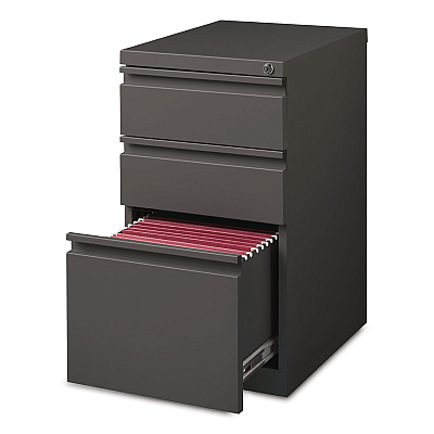 Hirsh Industries Full-Width Pull 20 Deep Mobile Pedestal File, 3-Drawer: Box/Box/File, Letter, Medium Tone, 15x19.88x27.75 (HID19354)