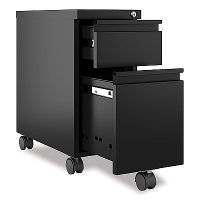 Hirsh Industries Zip Mobile Pedestal File, 2-Drawer: Box/File, Legal/Letter, Black, 10 x 19.88 x 21.75 (HID22650)