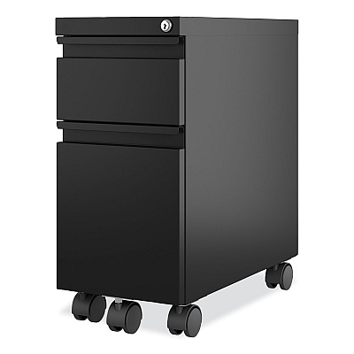 Hirsh Industries Zip Mobile Pedestal File, 2-Drawer: Box/File, Legal/Letter, Black, 10 x 19.88 x 21.75 (HID22650)