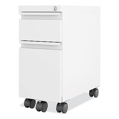 Hirsh Industries Zip Mobile Pedestal File, 2-Drawer: Box/File, Legal/Letter, White, 10 x 19.88 x 21.75 (HID24152)