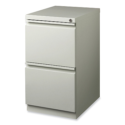 Hirsh Industries Full-Width Pull 20 Deep Mobile Pedestal File, 2-Drawer: File/File, Letter, Light Gray, 15 x 19.88 x 27.75 (HID18579)