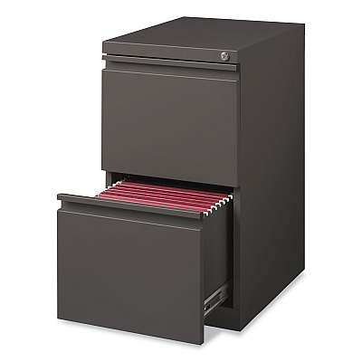Hirsh Industries Full-Width Pull 20 Deep Mobile Pedestal File, 2-Drawer: File/File, Letter, Medium Tone, 15 x 19.88 x 27.75 (HID19358)