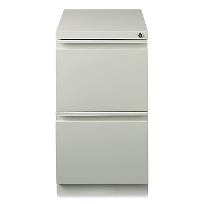 Hirsh Industries Full-Width Pull 20 Deep Mobile Pedestal File, 2-Drawer: File/File, Letter, Light Gray, 15 x 19.88 x 27.75 (HID18579)