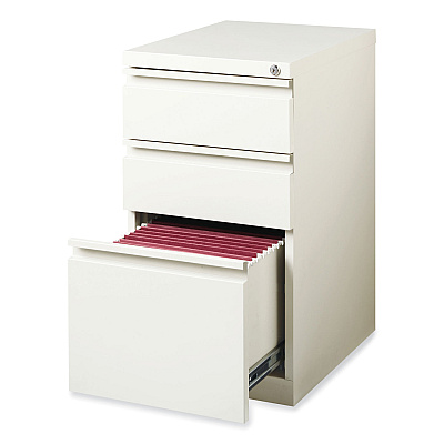 Hirsh Industries Full-Width Pull 20 Deep Mobile Pedestal File, 3-Drawer: Box/Box/File, Letter, White, 15 x 19.88 x 27.75 (HID19353)