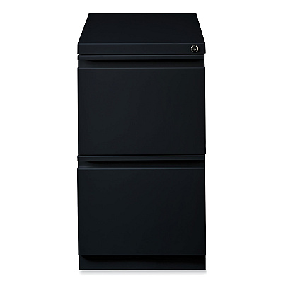 Hirsh Industries Full-Width Pull 20 Deep Mobile Pedestal File, 2-Drawer: File/File, Letter, Black, 15 x 19.88 x 27.75 (HID18578)