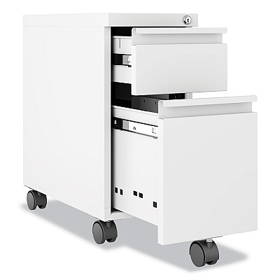 Hirsh Industries Zip Mobile Pedestal File, 2-Drawer: Box/File, Legal/Letter, White, 10 x 19.88 x 21.75 (HID24152)