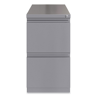 Hirsh Industries Full-Width Pull 20 Deep Mobile Pedestal File, 2-Drawer: File/File, Letter, Arctic Silver, 15 x 19.88 x 27.75 (HID24111)