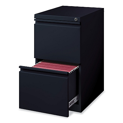 Hirsh Industries Full-Width Pull 20 Deep Mobile Pedestal File, 2-Drawer: File/File, Letter, Black, 15 x 19.88 x 27.75 (HID18578)