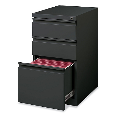 Hirsh Industries Full-Width Pull 20 Deep Mobile Pedestal File, 3-Drawer: Box/Box/File, Letter, Charcoal, 15 x 19.88 x 27.75 (HID19322)