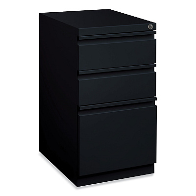 Hirsh Industries Full-Width Pull 20 Deep Mobile Pedestal File, 3-Drawer: Box/Box/File, Letter, Black, 15 x 19.88 x 27.75 (HID18575)