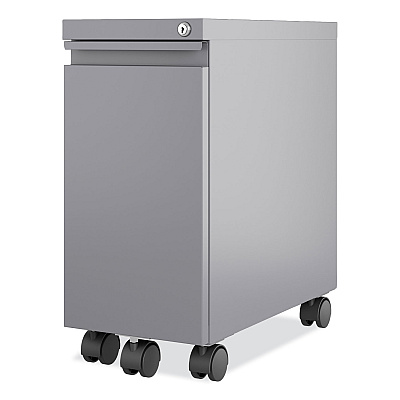 Hirsh Industries Zip Mobile Pedestal File, 1-Drawer, File, Legal/Letter, Arctic Silver, 10 x 19.88 x 21.75 (HID24045)