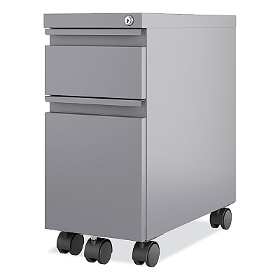 Hirsh Industries Zip Mobile Pedestal File, 2-Drawer, Box/File, Legal/Letter, Arctic Silver, 10 x 19.88 x 21.75 (HID24044)