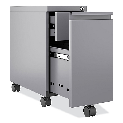 Hirsh Industries Zip Mobile Pedestal File, 1-Drawer, File, Legal/Letter, Arctic Silver, 10 x 19.88 x 21.75 (HID24045)