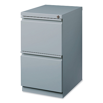 Hirsh Industries Full-Width Pull 20 Deep Mobile Pedestal File, 2-Drawer: File/File, Letter, Platinum, 15 x 19.88 x 27.75 (HID21857)