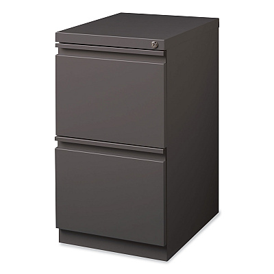 Hirsh Industries Full-Width Pull 20 Deep Mobile Pedestal File, 2-Drawer: File/File, Letter, Medium Tone, 15 x 19.88 x 27.75 (HID19358)