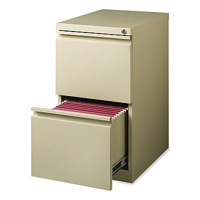 Hirsh Industries Full-Width Pull 20 Deep Mobile Pedestal File, 2-Drawer: File/File, Letter, Putty, 15 x 19.88 x 27.75 (HID18577)