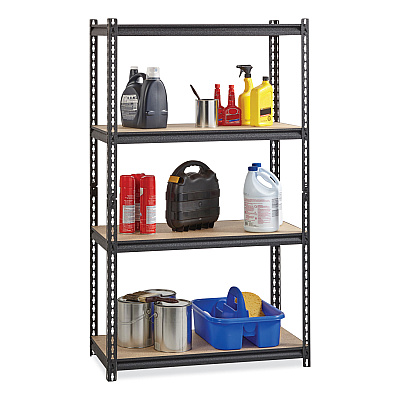 Hirsh Industries Iron Horse 2300 Rivet Shelving, Four-Shelf, 36w x 18d x 60h, Black (HID20991)