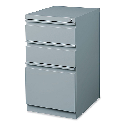 Hirsh Industries Full-Width Pull 20 Deep Mobile Pedestal File, 3-Drawer: Box/Box/File, Letter, Platinum, 15 x 19.88 x 27.75 (HID21856)