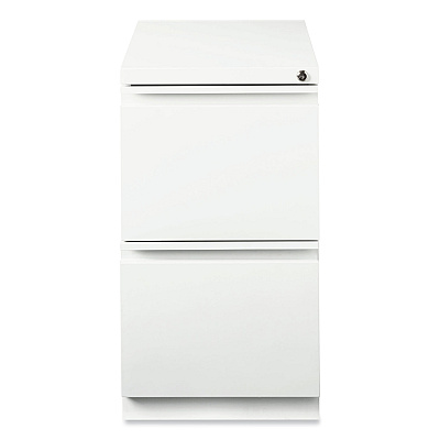 Hirsh Industries Full-Width Pull 20 Deep Mobile Pedestal File, 2-Drawer: File/File, Letter, White, 15 x 19.88 x 27.75 (HID19357)
