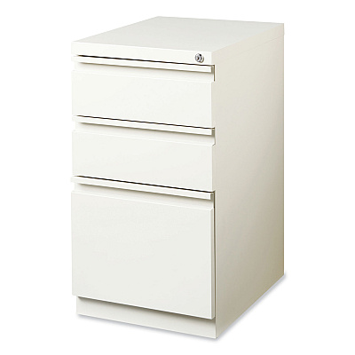 Hirsh Industries Full-Width Pull 20 Deep Mobile Pedestal File, 3-Drawer: Box/Box/File, Letter, White, 15 x 19.88 x 27.75 (HID19353)