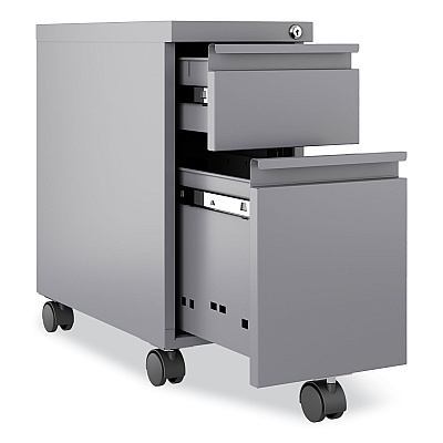 Hirsh Industries Zip Mobile Pedestal File, 2-Drawer, Box/File, Legal/Letter, Arctic Silver, 10 x 19.88 x 21.75 (HID24044)