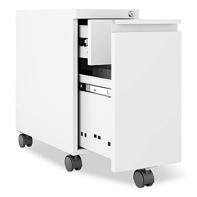 Hirsh Industries Zip Mobile Pedestal File, 1-Drawer, File, Legal/Letter, White, 10 x 19.88 x 21.75 (HID24106)