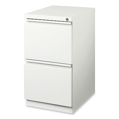 Hirsh Industries Full-Width Pull 20 Deep Mobile Pedestal File, 2-Drawer: File/File, Letter, White, 15 x 19.88 x 27.75 (HID19357)