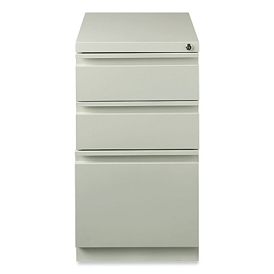 Hirsh Industries Full-Width Pull 20 Deep Mobile Pedestal File, 3-Drawer: Box/Box/File, Letter, Light Gray, 15 x 19.88 x 27.75 (HID18576)