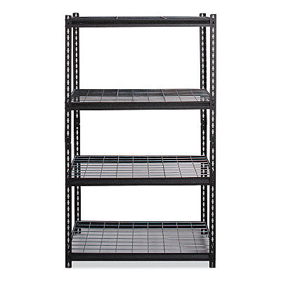 Hirsh Industries Iron Horse 2300 Wire Deck Shelving, Four-Shelf, 36w x 18d x 60h, Black (HID22129)