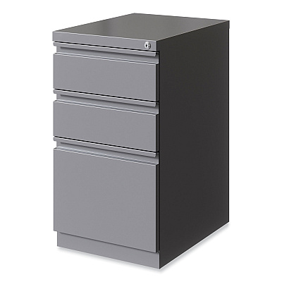 Hirsh Industries Full-Width Pull 20 Deep Mobile Pedestal File, 3-Drawer: Box/Box/File, Letter, Arctic Silver, 15 x 19.88 x 27.75 (HID24110)