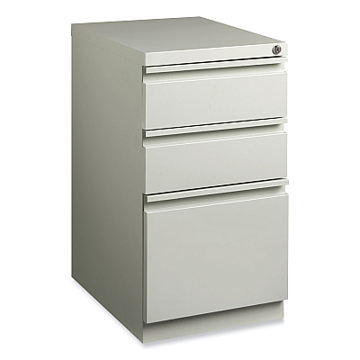 Hirsh Industries Full-Width Pull 20 Deep Mobile Pedestal File, 3-Drawer: Box/Box/File, Letter, Light Gray, 15 x 19.88 x 27.75 (HID18576)