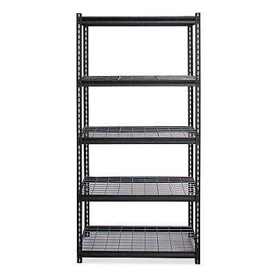 Hirsh Industries Iron Horse 2300 Wire Deck Shelving, Five-Shelf, 36w x 18d x 72h, Black (HID22130)