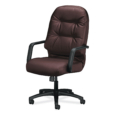 HON Pillow-Soft 2090 Series Executive High-Back Swivel/Tilt Chair, Supports 300 lb, 16.75" to 21.25" Seat, Burgundy, Black Base (HON2091SR69T)