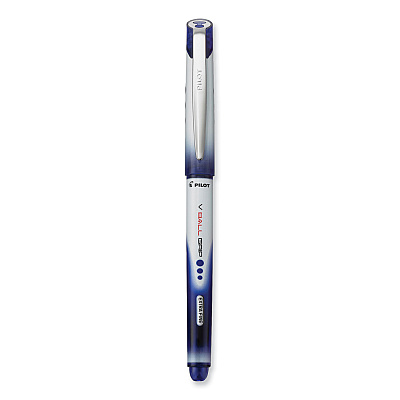 Pilot VBall Grip Liquid Ink Roller Ball Pen, Stick, Extra-Fine 0.5 mm, Blue Ink, Blue/White Barrel, Dozen (PIL35471)
