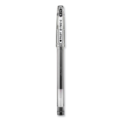 Pilot G-TEC-C Ultra Gel Pen, Stick, Extra-Fine 0.4 mm, Black Ink, Clear/Black Barrel, Dozen (PIL35491)