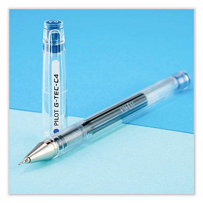 Pilot G-TEC-C Ultra Gel Pen, Stick, Extra-Fine 0.4 mm, Blue Ink, Clear/Blue Barrel, Dozen (PIL35492)