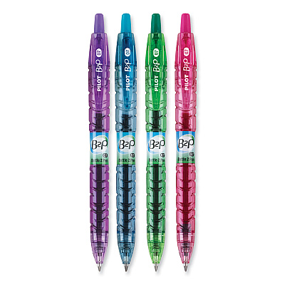 Pilot B2P Bottle-2-Pen Recycled Gel Pen, Retractable, Fine 0.7 mm, Assorted Ink and Barrel Colors, 4/Pack (PIL36620)