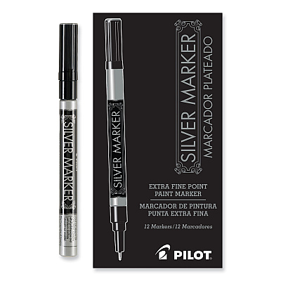 Pilot Creative Art and Crafts Marker, Extra-Fine Brush Tip, Silver (PIL41801)