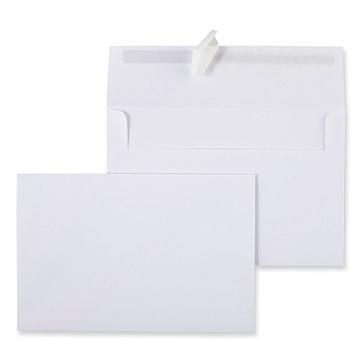 Universal Peel Seal Strip Business Envelope, #A9, Square Flap, Self-Adhesive Closure, 5.74 x 8.75, White, 100/Box (UNV36107)