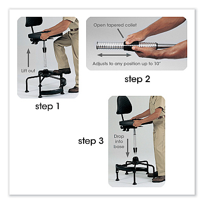 Safco Task Master Deluxe Industrial Chair, Supports Up to 250 lb, 17" to 35" Seat Height, Black (SAF5120)