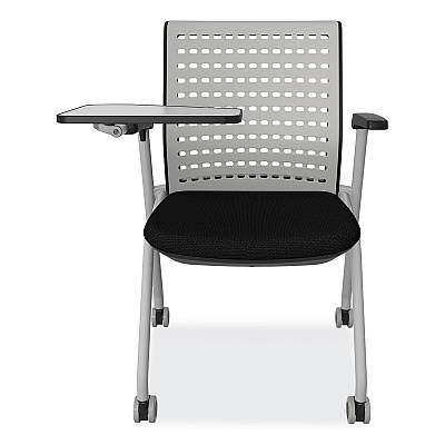 Safco Thesis Training Chair with Static Back and Tablet, Supports Up to 250 lb, 18" Seat Height, Black Seat,Gray Back, Gray Base (SAFKTS3SGBLK)