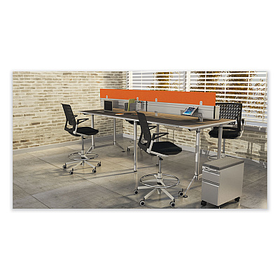 Safco Thesis Flex Back Stool with Arms, Supports Up to 250 lb, 21.5" to 29.5" Seat Height, Black Seat, Silver Base (SAFKSX1SBBLK)