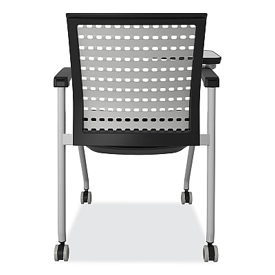 Safco Thesis Training Chair with Static Back and Tablet, Supports Up to 250 lb, 18" Seat Height, Black Seat,Gray Back, Gray Base (SAFKTS3SGBLK)