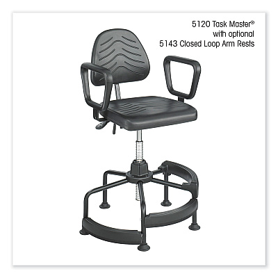 Safco Task Master Deluxe Industrial Chair, Supports Up to 250 lb, 17" to 35" Seat Height, Black (SAF5120)
