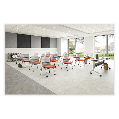 Safco Thesis Training Chair with Static Back and Tablet, Supports Up to 250 lb, 18" Seat Height, Black Seat,Gray Back, Gray Base (SAFKTS3SGBLK)