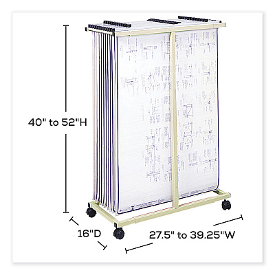 Safco Mobile Vertical File, 12 Hanging Clamps, 39.25w x 16d x 52h, Tan (SAF5059)