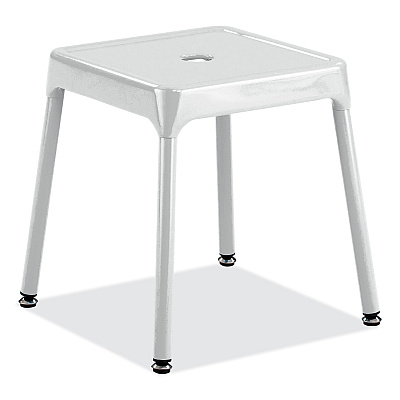 Safco Steel Guest Stool, Backless, Supports Up to 275 lb, 15" to 15.5" Seat Height, White Seat, White Base (SAF6603WH)