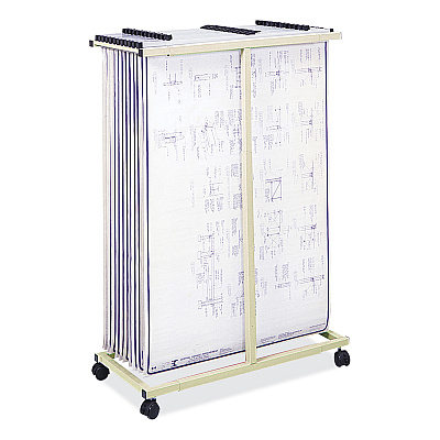 Safco Mobile Vertical File, 12 Hanging Clamps, 39.25w x 16d x 52h, Tan (SAF5059)