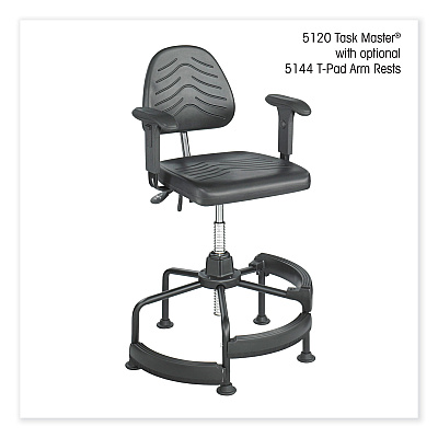Safco Task Master Deluxe Industrial Chair, Supports Up to 250 lb, 17" to 35" Seat Height, Black (SAF5120)